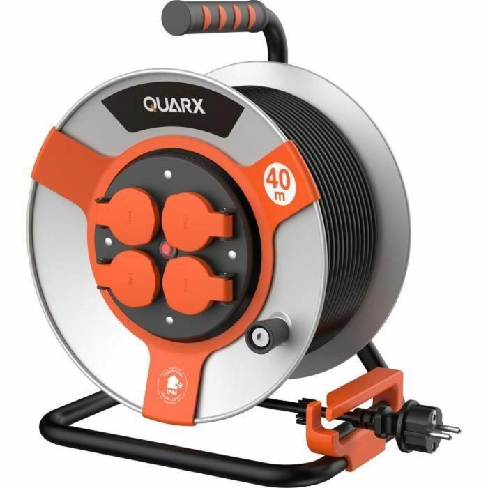 QUARX QUA1719191002841 Enrollador de Manguera para Obra - 40 m, H05VV-F 3G1,5 mm², Bidón Metálico 1