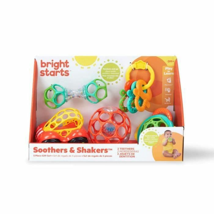 Bright Start Set of Oball Hochet y Dentition Anillos, 5 habitaciones, sin BPA, 0-24 meses 1