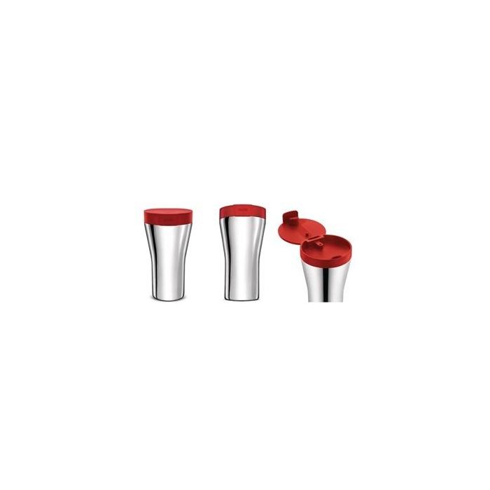 Alessi GIA24 R Mug de Viaje Caffa Acero Inoxidable 18/10 Rojo Cantimplora Térmica Oficina Ciudad 1
