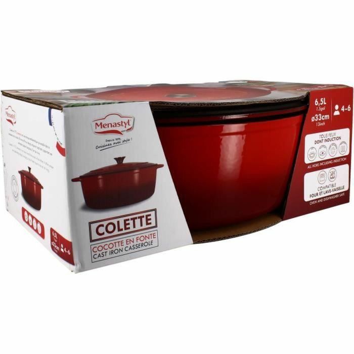 Cacerola - MENASTYL - 6020103 - Ovalada - Hierro fundido esmaltado - Roja - 9 litros 5 Cacerola - MENASTYL - 6020103 - Ovalada - Hierro fundido esmaltado - Roja - 9 litros 5