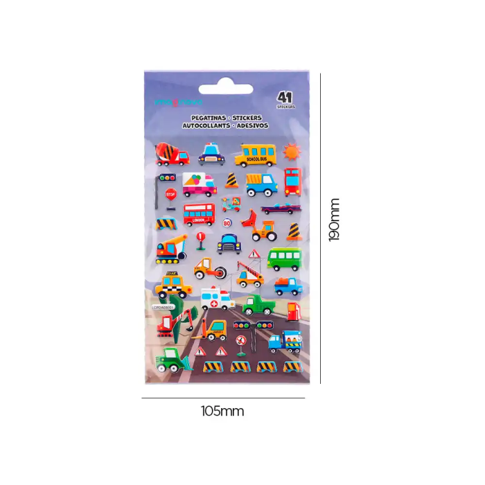 Imaginovo Pegatinas Kids Coches con Relieve 190x105 mm 4