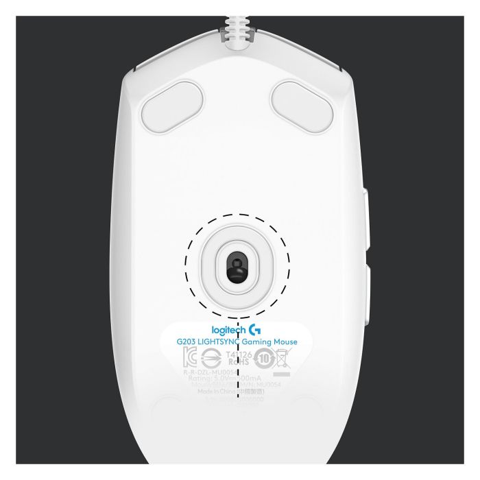 Logitech Raton G203 Lightsync Blanco Gaming RGB 8000 dpi 6 Botones Programables