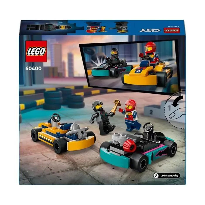 Lego 60400 City Karts y Pilotos de Carreras, Juguete con 2 Karting, con 2 Minifiguras de Conductor de Coche 5