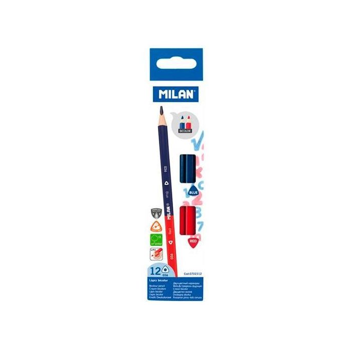 Milan Lápices Bicolor Azul-Rojo Caja 12Ud Milan Lápices Bicolor Azul-Rojo Caja 12Ud