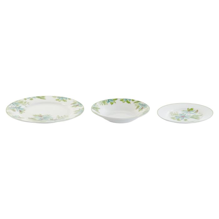 DKD Home Decor Vajilla Navidad Alpina Porcelana Verde Blanco Set 18 Piezas 27 x 2 x 27 cm 1