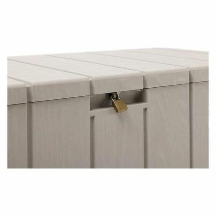 Toomax TOO8009371018814 Baúl de jardín BRAVO de Resina, Color Topo, Capacidad 270L, Medidas 117.5x45x56 cm 1