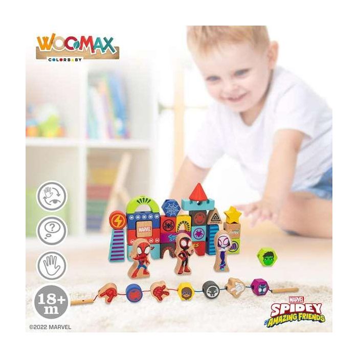 Juego de construccion de madera spidey amazing friends & friends con 50 piezas 4 Juego de construccion de madera spidey amazing friends & friends con 50 piezas 4