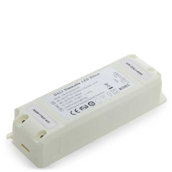 Driver Regulable DALI 40W Salida 50-76VDC 600mA Clase II GR-DALI-40W
