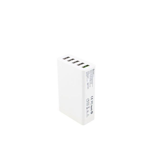 CoreParts Cargador USB Multi-Puerto Blanco 50W 5V 2.4A USB-A 5 puertos con 2.4A cada uno (puerto verde=QC3.0) con Cable de Alimentación EU 1.2m 3 CoreParts Cargador USB Multi-Puerto Blanco 50W 5V 2.4A USB-A 5 puertos con 2.4A cada uno (puerto verde=QC3.0) con Cable de Alimentación EU 1.2m 3