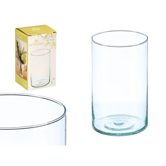 Giftdecor Jarrón de Cristal Cilindro Transparente de 12 cm de Diámetro x 21 cm para Decoración del Hogar (Set de 12)