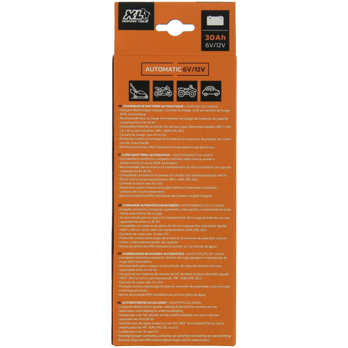 Xl Perform Tools Cargador de Batería para Coche - 12V/20W 1A - Cable de 3m con Pinzas Cocodrilo y Anilla - Ref: AAATI89069