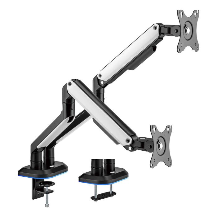 AISENS - SOPORTE DE MESA RGB GAMING CONTRAPESO GIRATORIO E INCLINABLE PARA MONITOR/TV 9KG (3 PIVOTES, 2 BRAZOS) DE 17-32, NEGRO-BLANCO AISENS - SOPORTE DE MESA RGB GAMING CONTRAPESO GIRATORIO E INCLINABLE PARA MONITOR/TV 9KG (3 PIVOTES, 2 BRAZOS) DE 17-32, NEGRO-BLANCO