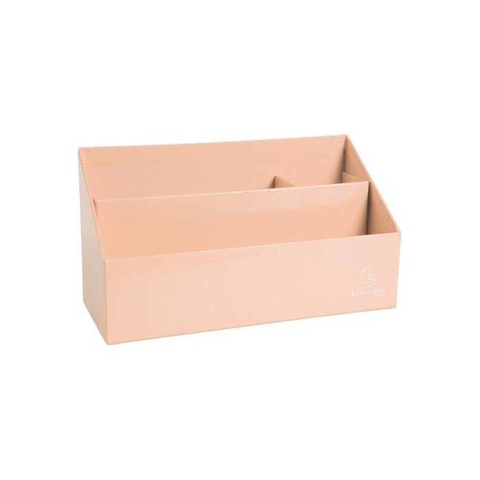 Organizador Sobremesa Exacompta Aquarel Carton Forrado 3 Compartimentos Coral