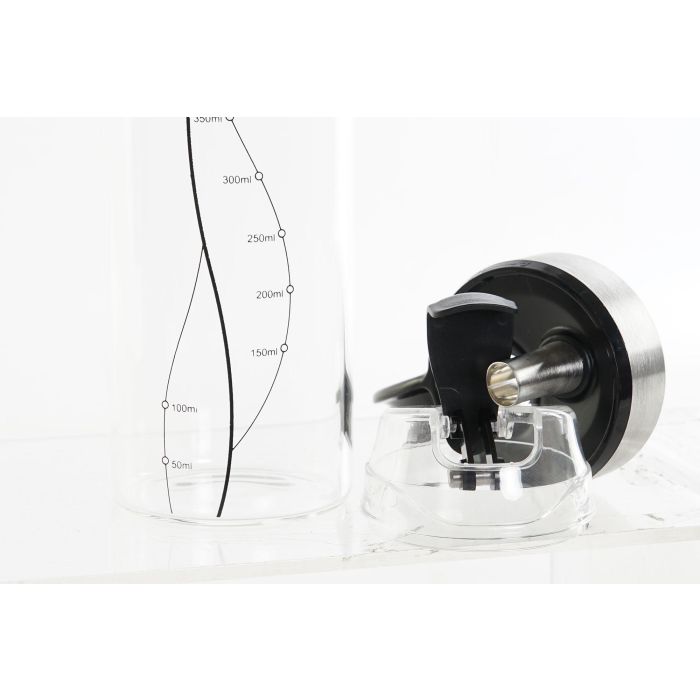 DKD Home Decor Aceitera Vinagrera Transparente Negro Borosilicato Inox 7 x 22 x 10.5 cm 1