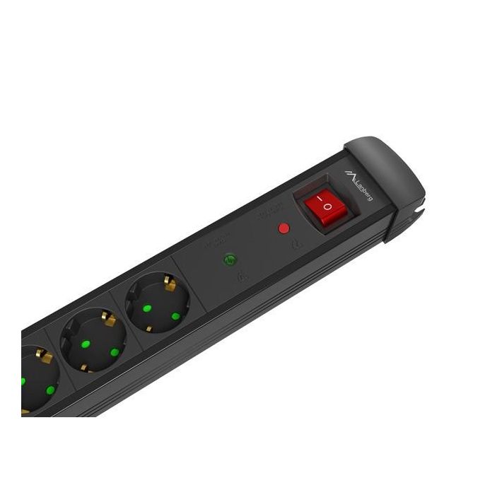 Lanberg SP1-05F-0150-BK Base Múltiple de 5 Salidas AC Tipo F, Cable de 1,5 m, Color Negro, Con Supresor de Sobretensiones 4 Lanberg SP1-05F-0150-BK Base Múltiple de 5 Salidas AC Tipo F, Cable de 1,5 m, Color Negro, Con Supresor de Sobretensiones 4