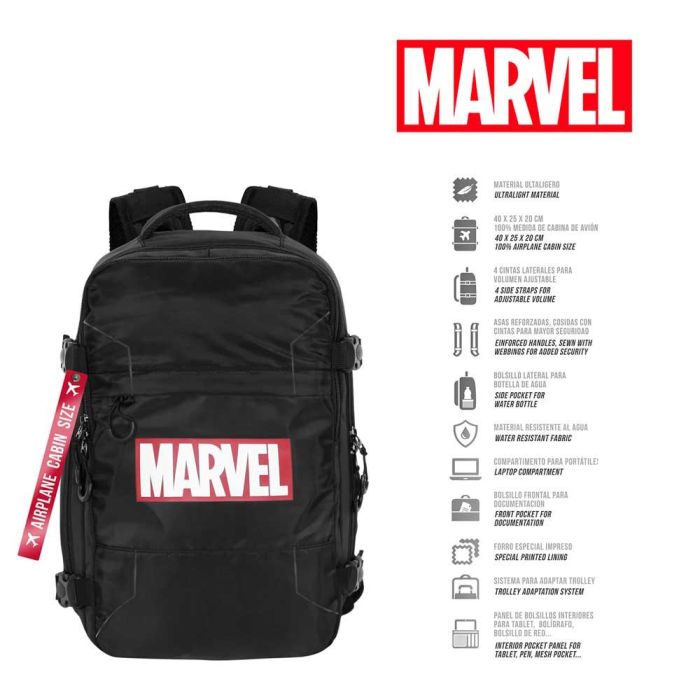 Mochila Mercury Viaje Cabina Avión 40x20x25cm Comics Marvel Negro 1