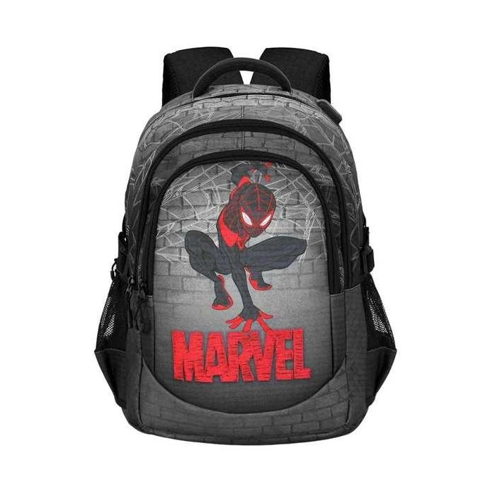 Karactermania Mochila Spiderman Run. Plus FAN Spin 44x34x21 cm, Gran Capacidad, 3 Compartimentos, Material Ripstop, Gris 5