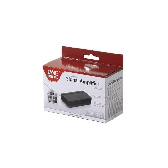 One For All SV9640 Amplificador de Señal 20 dB 1 Entrada / 4 Salidas TV y Radio con Filtro 3G/4G LTE 2
