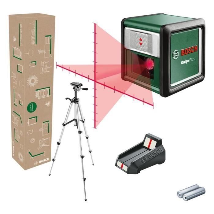 Láser de líneas cruzadas Bosch - Quigo + (Alcance 7 m, se entrega con pilas, trípode de 1,1 m y caja) Láser de líneas cruzadas Bosch - Quigo + (Alcance 7 m, se entrega con pilas, trípode de 1,1 m y caja)