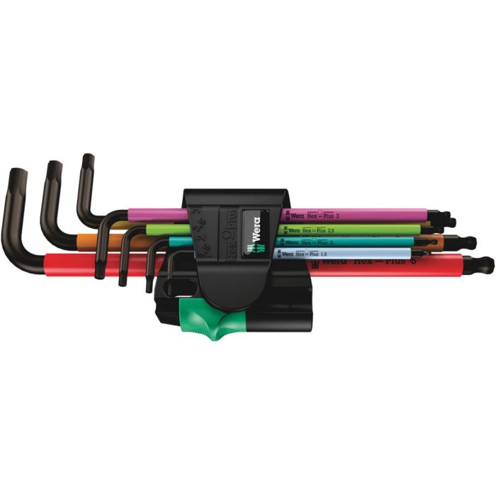Wera 950/7 Juego de Llaves Allen Hex-Plus Multicolour Magnet 1, Métrico, 7 Piezas, 1.5-6 mm