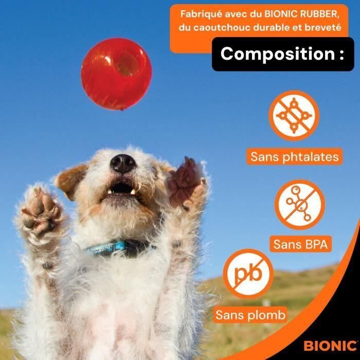 Bionic BIO0022517978054 Pelota Juguete para perros de caucho ultra resistente, mediano 6,7 cm, libre de plomo, BPA, ftalatos 1