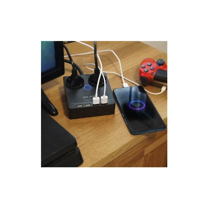 Elbe RE-001 Regleta 2 Tomas y 4 USB 3680W 1,8 Metros 3