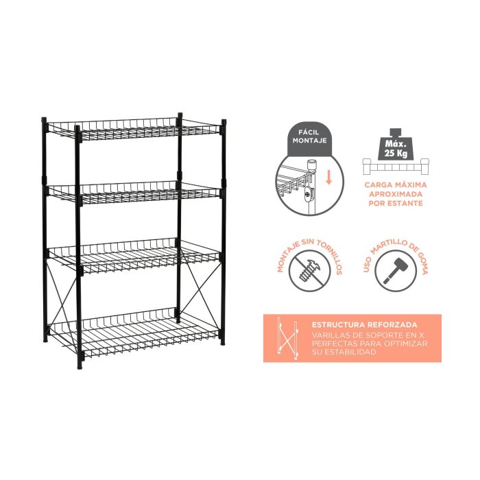 Estantería de Metal 4 Niveles 52x34x86 cm - Confortime (2 Unidades) 8 Estantería de Metal 4 Niveles 52x34x86 cm - Confortime (2 Unidades) 8