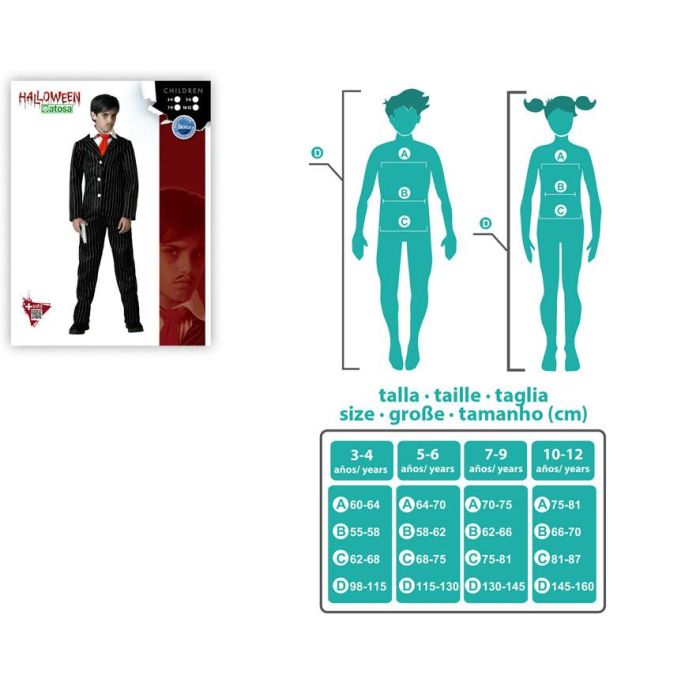 Disfraz Fantasma Negro Con Corbata Niño 7-9 Años 3 Disfraz Fantasma Negro Con Corbata Niño 7-9 Años 3