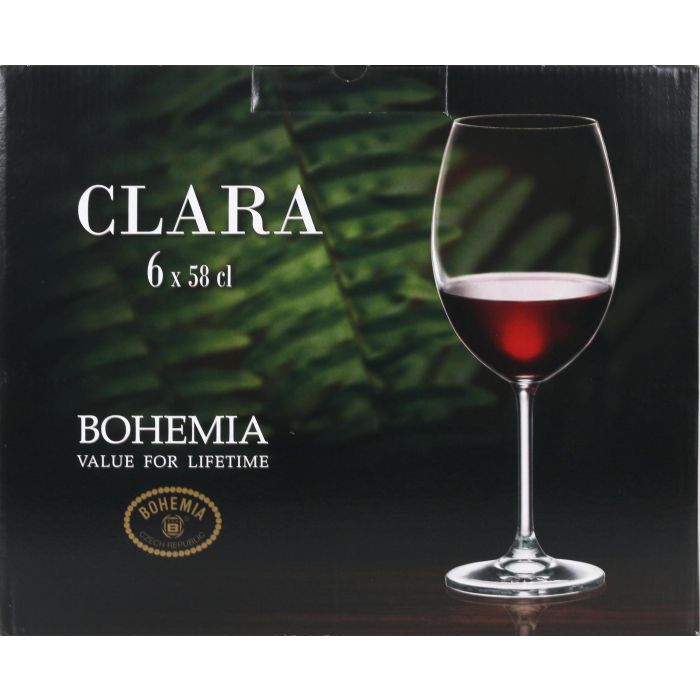 Bohemia Set 6 Copas de Vino Clara 580 cc, 7 cm x 9 cm x 23.5 cm (4 Cajas) 1