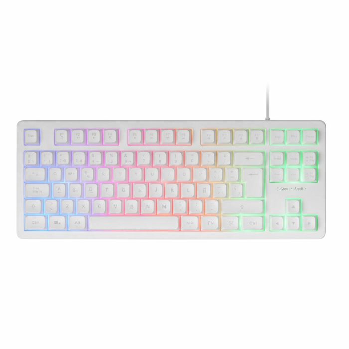 Mars Gaming Teclado MK023 TKL FRGB Blanco, Membrana, H-Mech, Rainbow, Compatible con Windows, Linux, Mac, Consolas