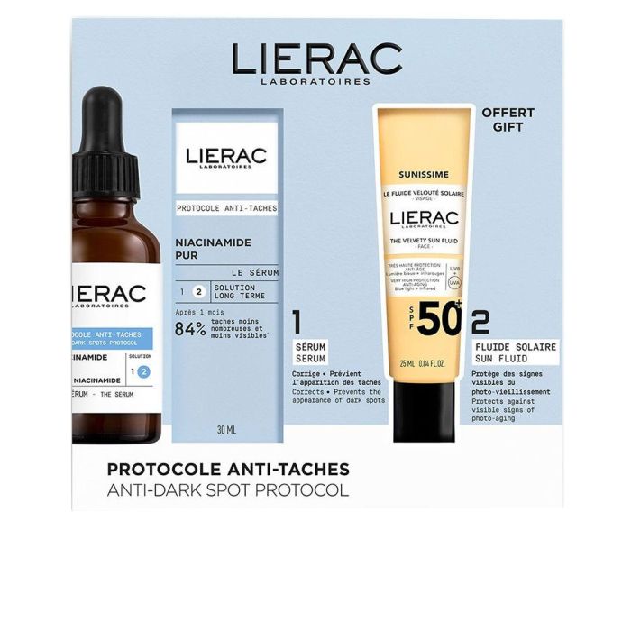 Lierac Protocolo Antimanchas con Niacinamida y Vitamina C: Serum 30ml + Fluido Solar SPF50+ 25ml para Piel Sensible