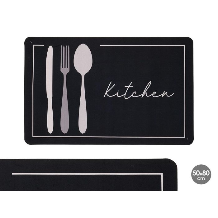 Kinvara Alfombra de Cocina Kitchen 50x80 cm Antideslizante, Poliéster/TPE, Blanco/Negro (Set de 24)