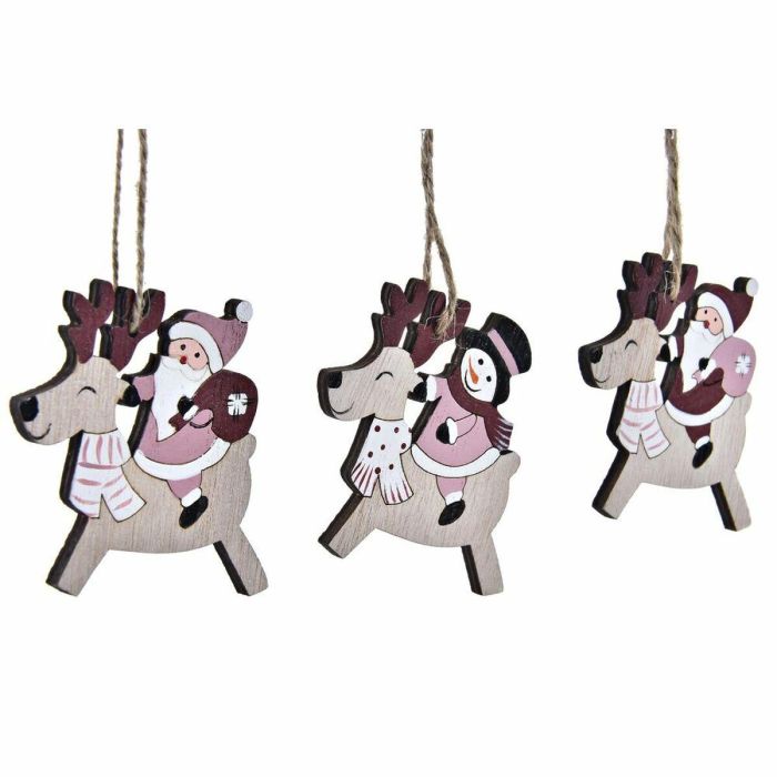 Decoracion Colgante Navidad Fantasia DKD Home Decor Rosa Natural 8.2 x 1.5 x 21 cm Set de 3 (2 Unidades) 3