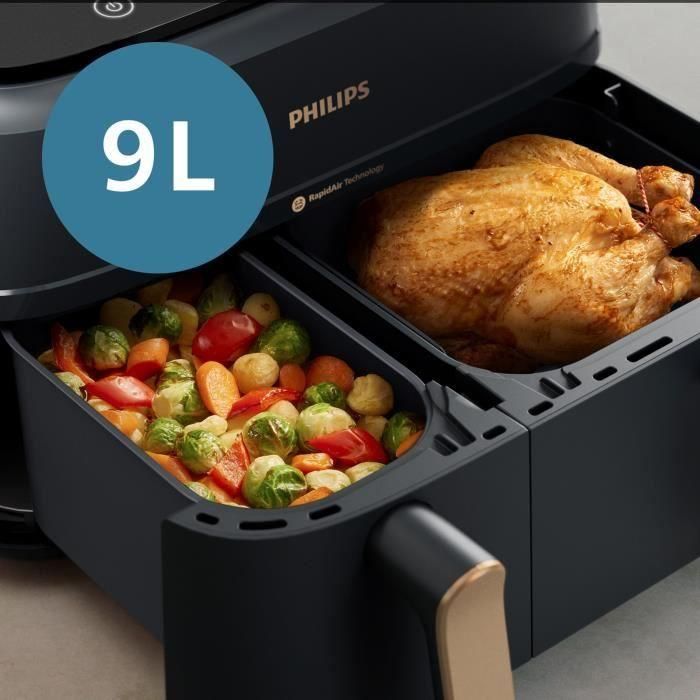 Freidora sin aceite - PHILIPS - NA352/04 - 9L - Doble cesta - Pantalla táctil + Accesorios - Negra 3 Freidora sin aceite - PHILIPS - NA352/04 - 9L - Doble cesta - Pantalla táctil + Accesorios - Negra 3