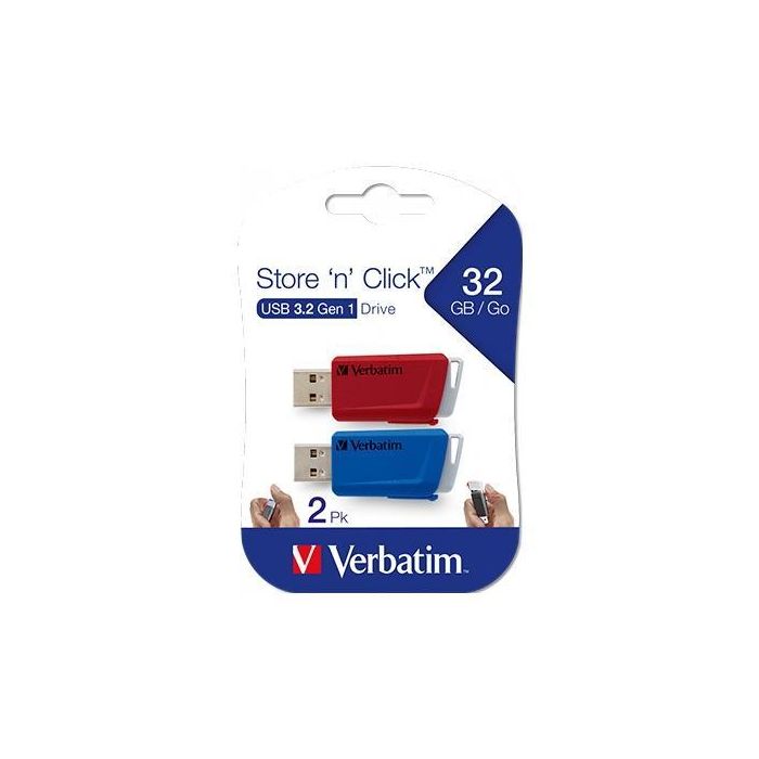 Verbatim Pendrive Store´N´Click 32 grb Usb 3.2 C-Ranura Para Colgar Colores Surtidos -Multipack 2U- Verbatim Pendrive Store´N´Click 32 grb Usb 3.2 C-Ranura Para Colgar Colores Surtidos -Multipack 2U-