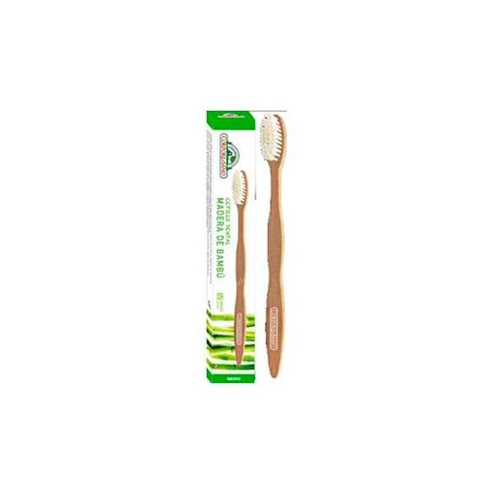 CORPORE SANO Cepillo Dental de Bambú Moso - Cerdas Medias, Ecológico y Libre de BPA para Higiene Bucal Diaria