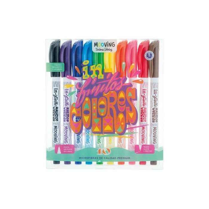 Rotulador Fibra Mooving Fineliner Colores Brillantes Estuche De 10