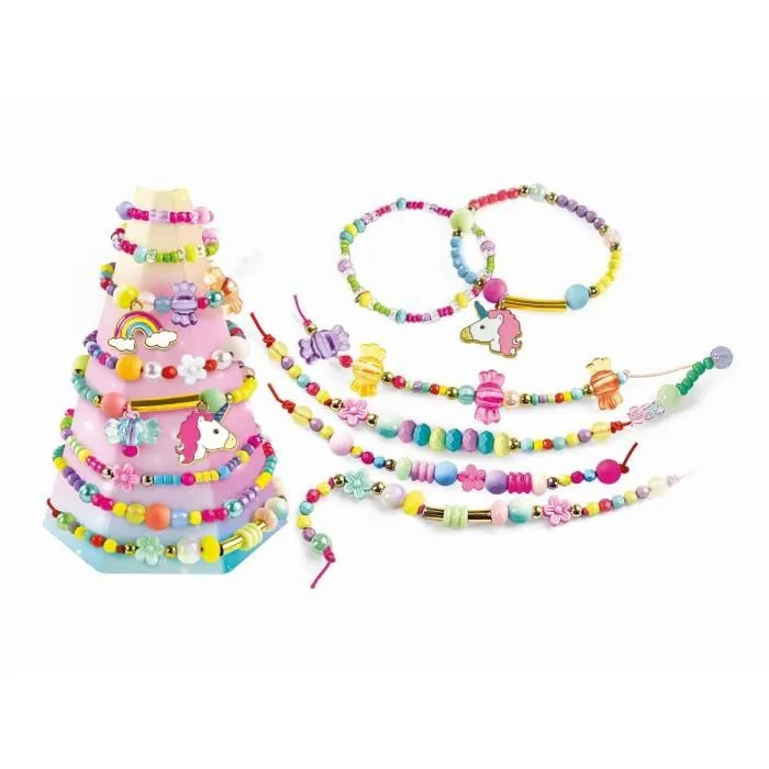 Clementoni 8005125187928 Caja creativa Unicornio - Crea tus pulseras de pedrería de colores con dijes y pompones 1