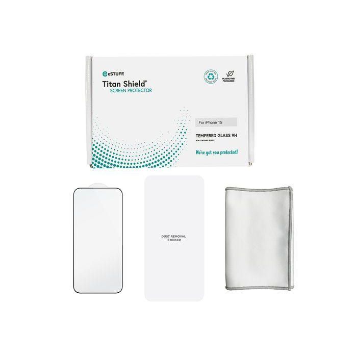 eSTUFF Protector de Pantalla Titan Shield para iPhone 16e/14/13/13 Pro, Cristal Templado 9H, Cobertura Total (50 Unidades) 3