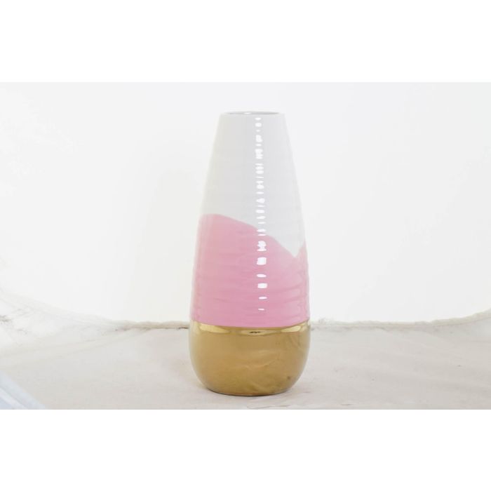 DKD Home Decor Jarrón Glam de Porcelana Rosa y Dorado para Decoración del Hogar - 11x26.2x11 cm - Juego de 4 Unidades DKD Home Decor Jarrón Glam de Porcelana Rosa y Dorado para Decoración del Hogar - 11x26.2x11 cm - Juego de 4 Unidades