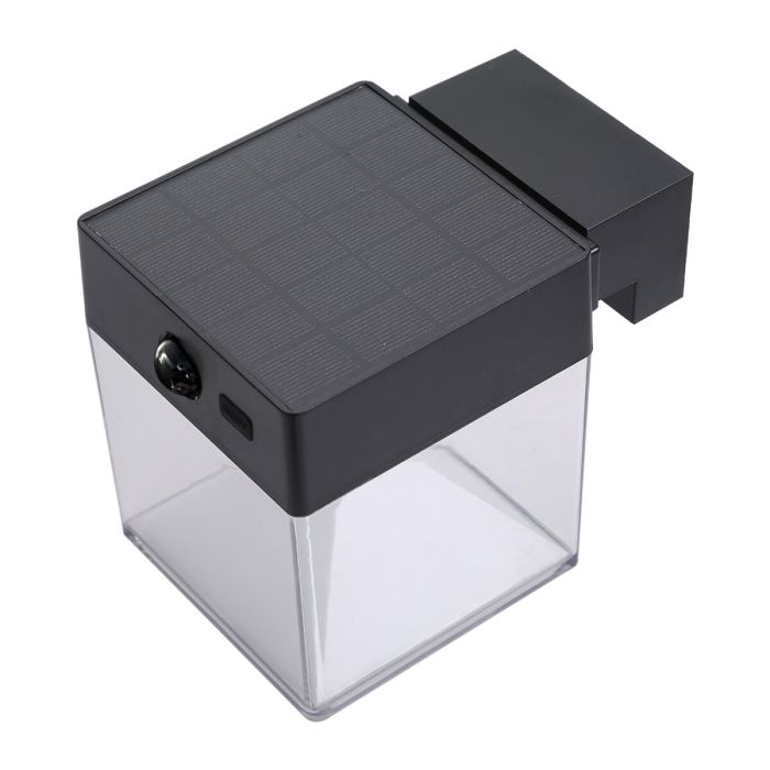 Aplique solar cuadrado 4 W 500 lm, 3.000/4.000/6.500 k, 3cct, con sensor, negro