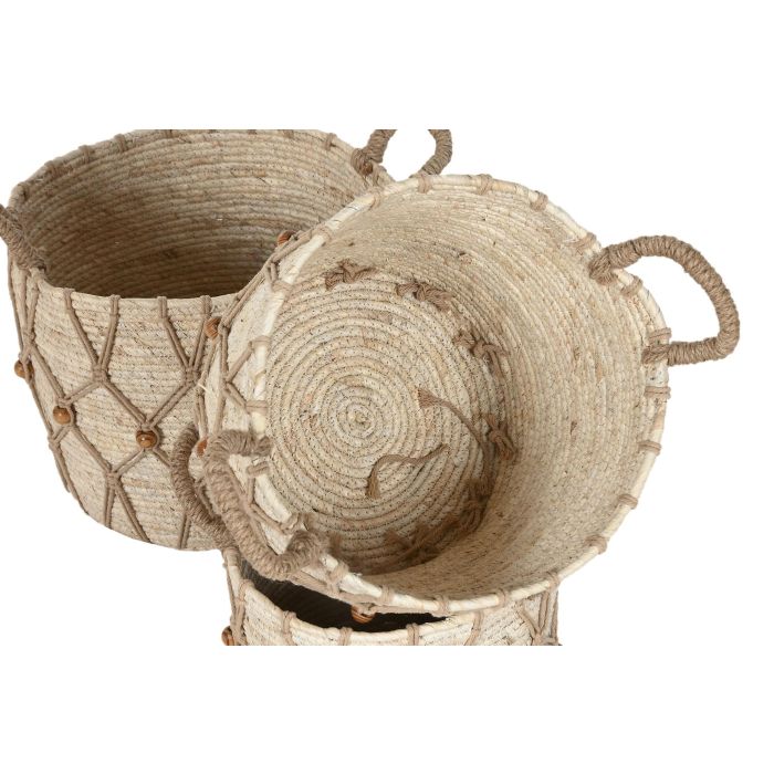 Cesta Boho DKD Home Decor Natural 33 x 28 x 33 cm Set de 3 (2 Unidades) 2
