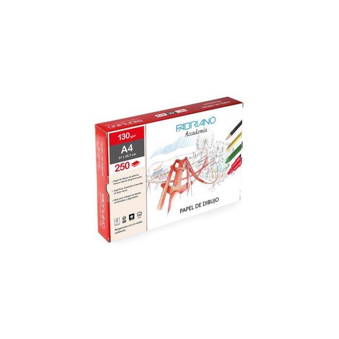 Lamina De Dibujo Fabriano 130G A4 Grano Natural Caja De 250