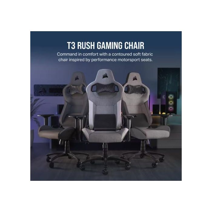Corsair Silla Gaming T3 Rush CF-9010057-WW Carbon Negro Transpirable 3