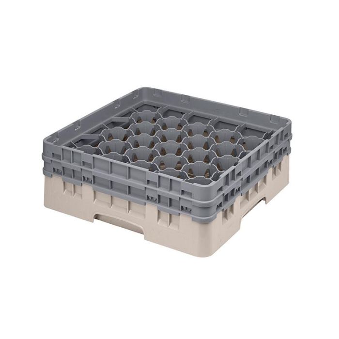 CAMBRO - 30S434-184 - Cesta de lavado 30 comp. 2 alturas - 7,84 cm Ø máx. - alt. máx. 13,5 cm - 50 x 50 x 18,4 cm - Beige