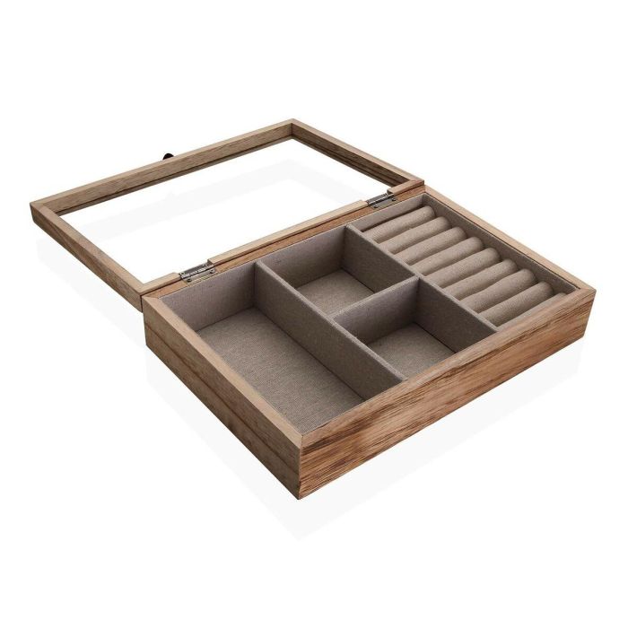 Versa Joyero de Madera Paulownia con Tapa de Cristal y Dos Cajones, 19x11.8x18 cm (2 Unidades) 1 Versa Joyero de Madera Paulownia con Tapa de Cristal y Dos Cajones, 19x11.8x18 cm (2 Unidades) 1