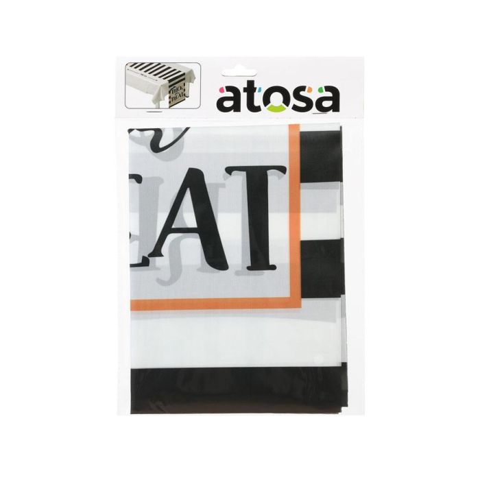 Camino de Mesa de Halloween a Rayas Naranjas y Negras 180x35 cm - Decoración Temática para Cenas y Buffets 1