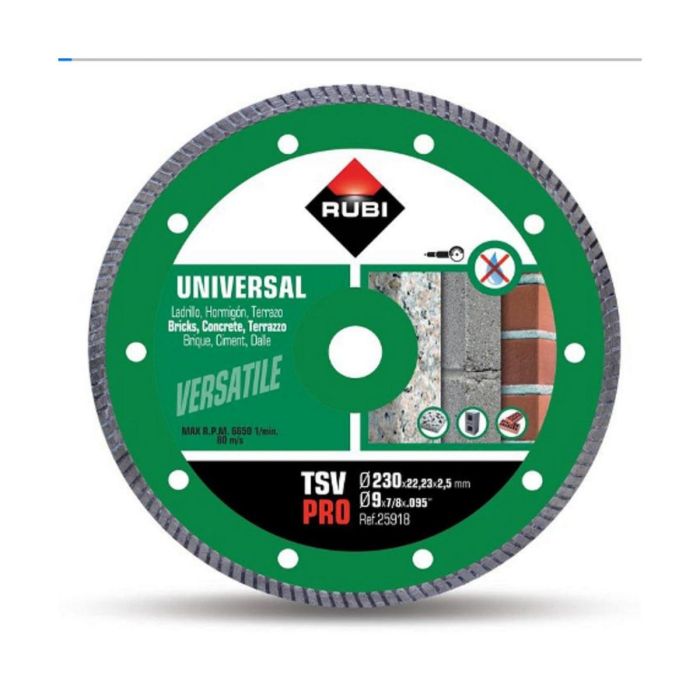 Rubi R25918 Disco Diamantado TSV Pro Ø230 mm para Ladrillo, Hormigón y Terrazo - Corte en Seco con Amoladora