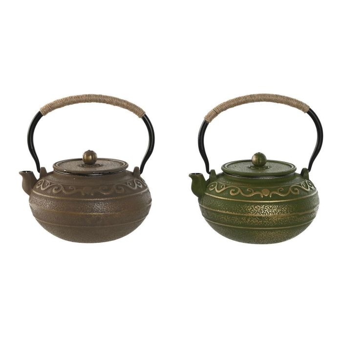 Tetera Oriental DKD Home Decor Marron Verde 16 x 11 x 19 cm (2 Unidades) Tetera Oriental DKD Home Decor Marron Verde 16 x 11 x 19 cm (2 Unidades)