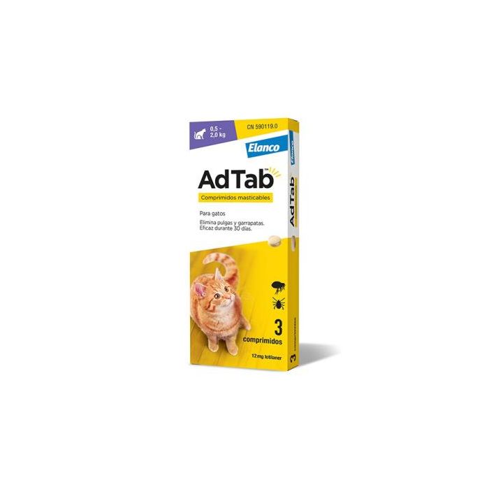 Elanco Adtab 12 mg 3 Comp Masticable 0,5-2 kg Gato